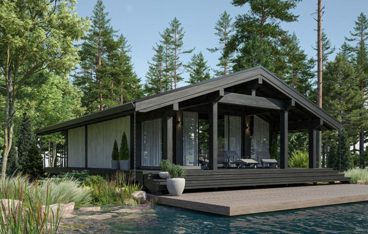 Каркасная баня 5 на 10 с террасой Виена 4