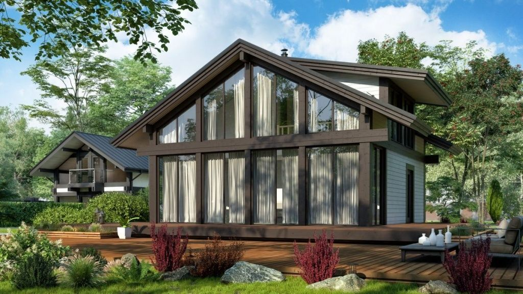 Баня из бруса фахверковая 8 на 8 Милан