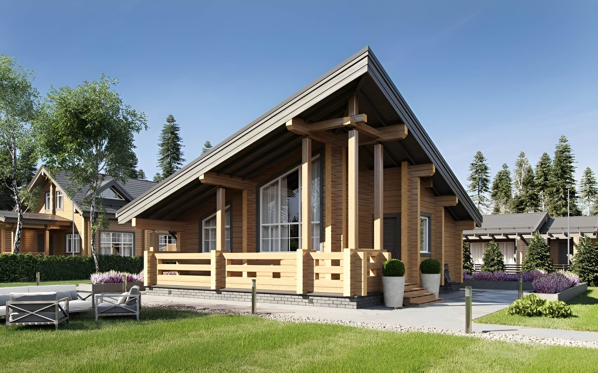 Баня из клееного бруса угловая 8 на 8 Анкона