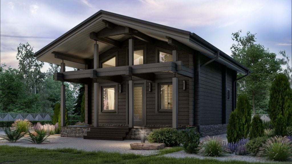 Баня-фахверк из клееного бруса Мерида