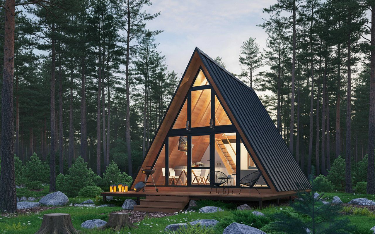 Баня в стиле A-frame 6х6 Асти