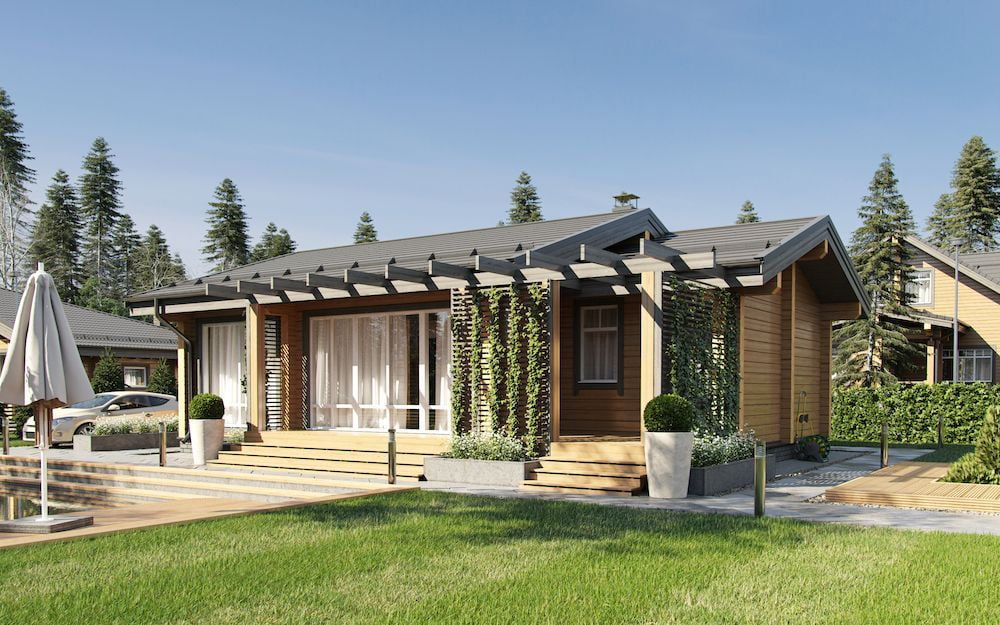 Баня из клееного бруса с бассейном «Панормо»